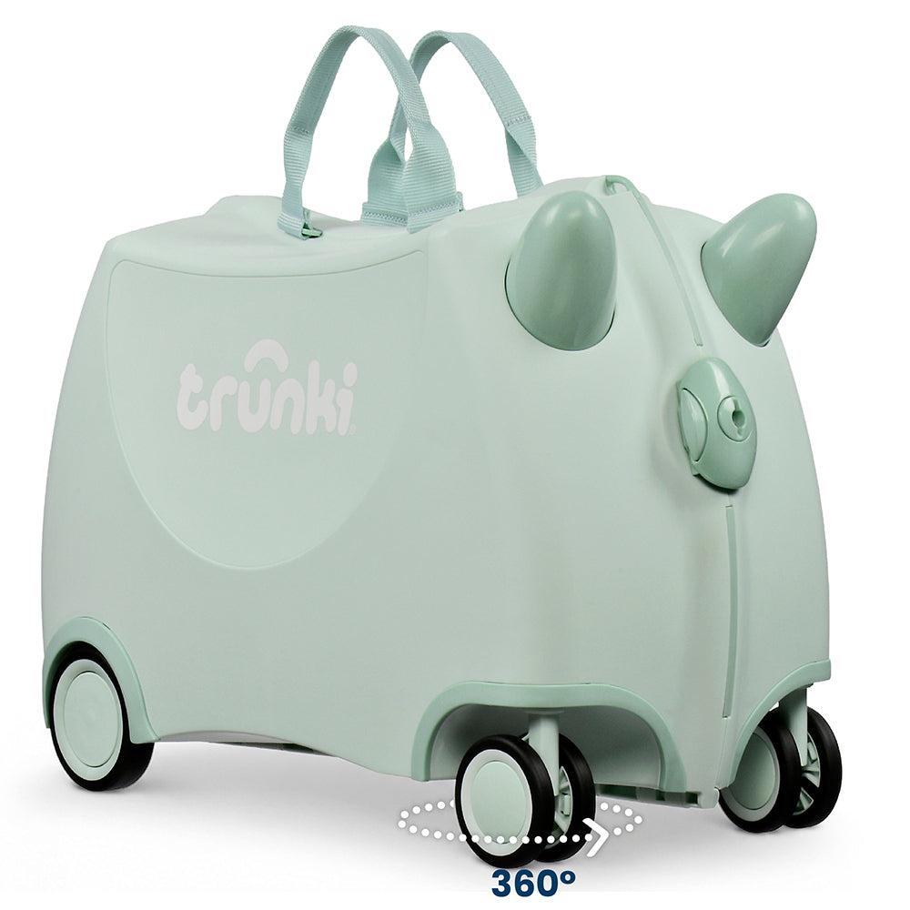 Детски куфар за яздене Trunki Solid Green