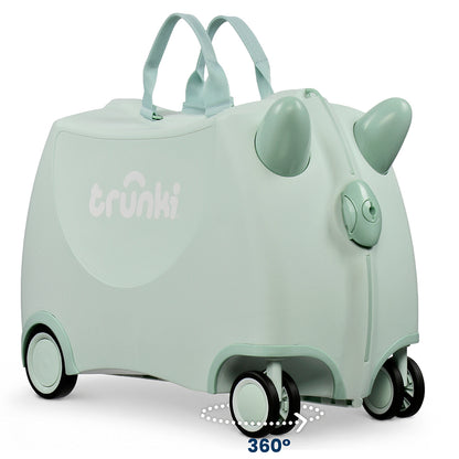 Детски куфар за яздене Trunki Solid Green