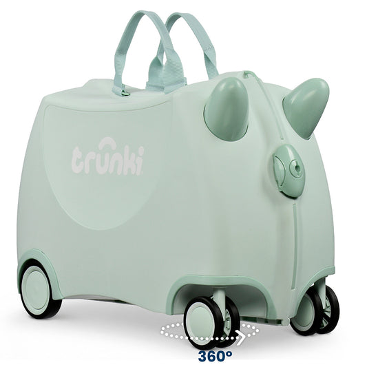 Детски куфар за яздене Trunki Solid Green