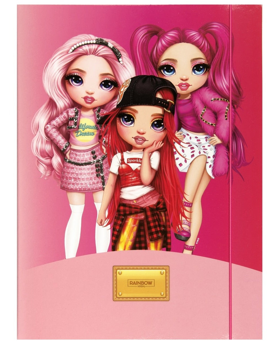 Папка с ластик Rainbow High, Асортимент, цвят розов