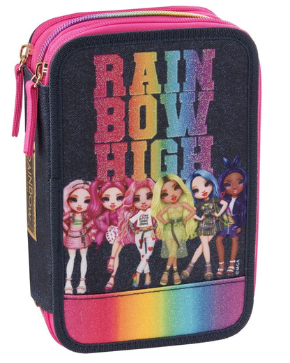 Ученически несесер Rainbow High Dark с 3 ципа и съдържание