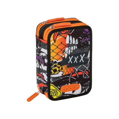 Ученически несесер Comix Bright Zombie Boy с 3 ципа и съдържание