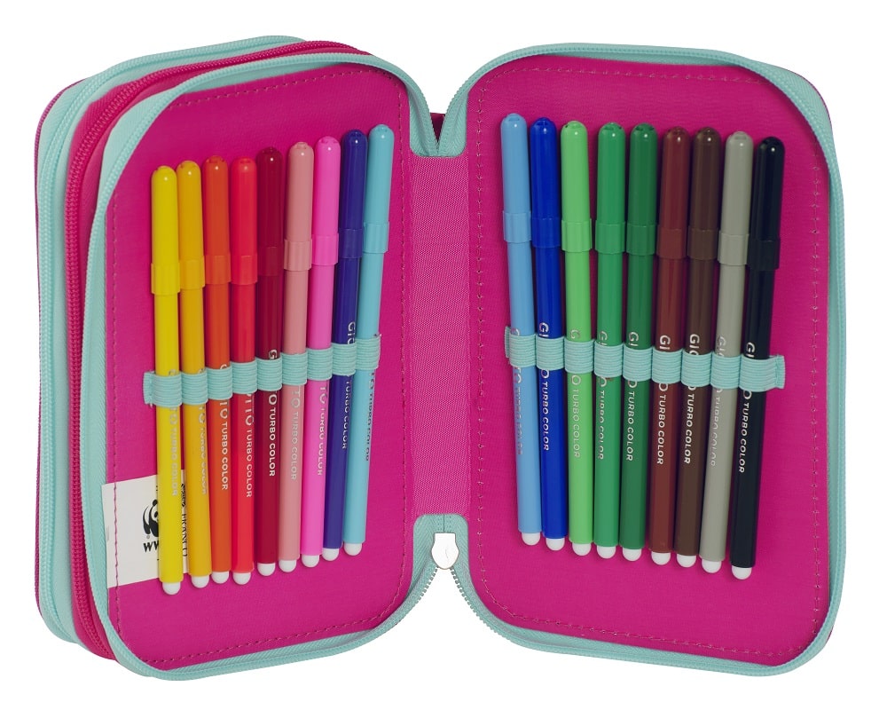 Ученически несесер WWF Giraffe с 3 ципа и съдържание