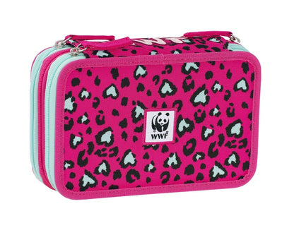 Ученически несесер WWF Giraffe с 3 ципа и съдържание