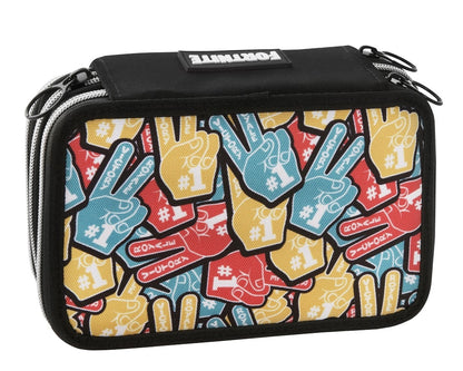 Ученически несесер Fortnite Foam Fingers с 3 ципа и съдържание