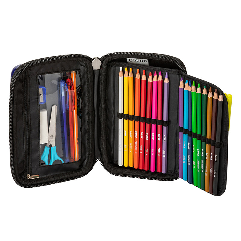 Ученически несесер със съдържание COMIX CLASSIC BLUE