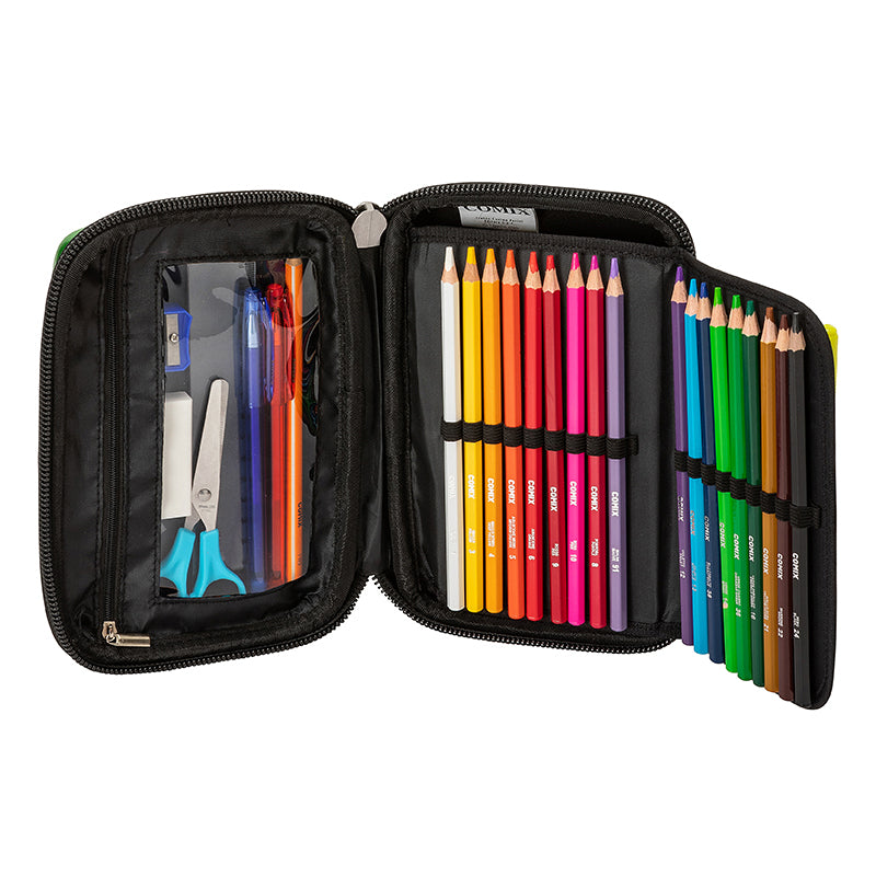 Ученически несесер със съдържание COMIX CLASSIC GREEN