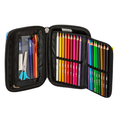 Ученически несесер със съдържание  COMIX SHIMMER LIGHT BLUE