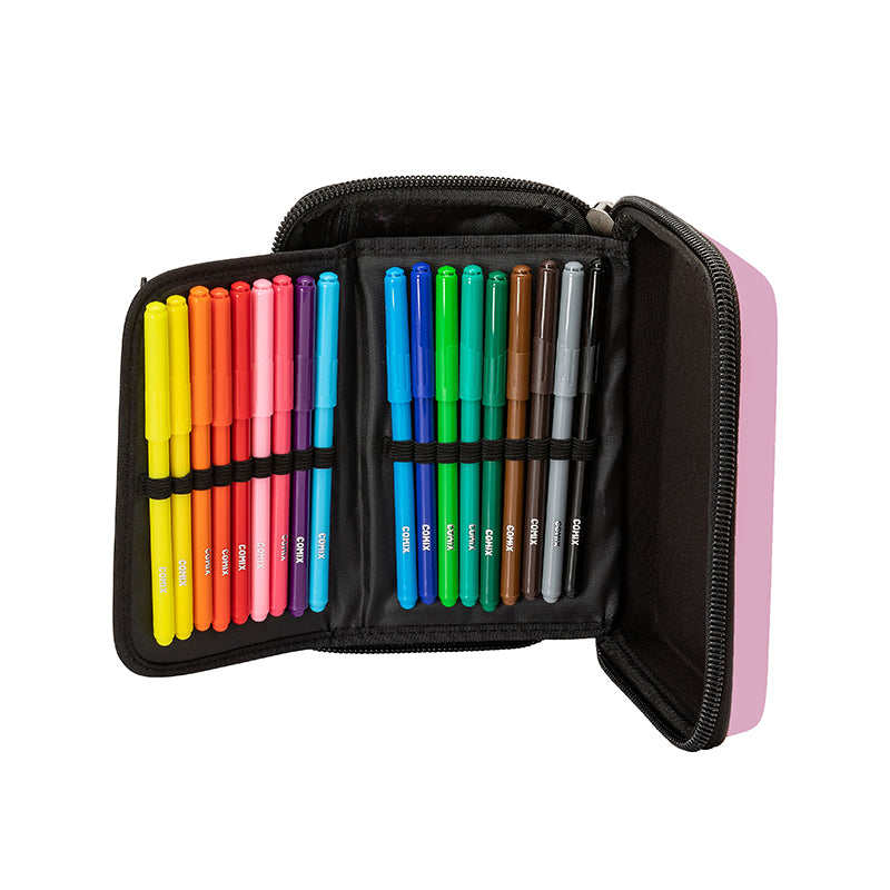 Ученически несесер със съдържание  COMIX SHIMMER PINK