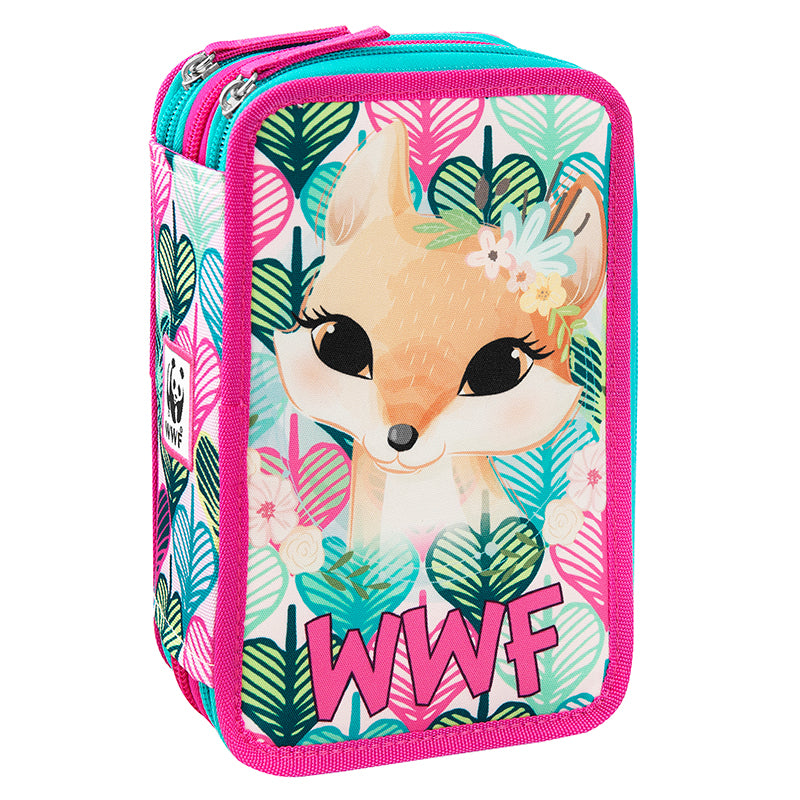 Ученически несесер с 3 отделения и съдържание WWF Illustrato