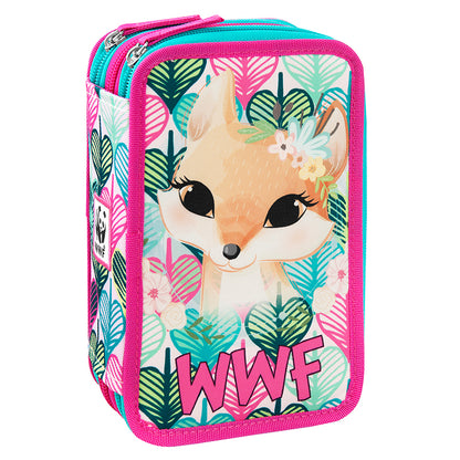 Ученически несесер с 3 отделения и съдържание WWF Illustrato