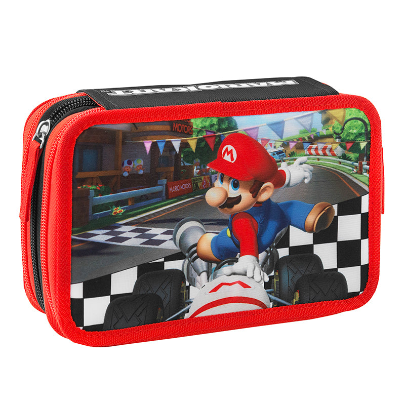 Ученически несесер с 3 отделения и съдържание Super Mario Mariokart
