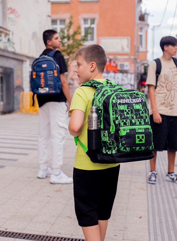 Ученическа раница Minecraft Pixels Green