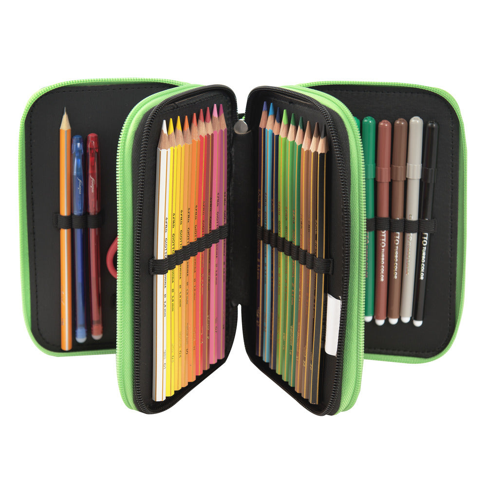 Ученически несесер Minecraft Pixels Green със съдържание