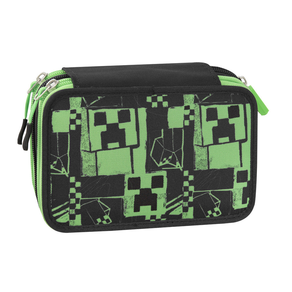 Ученически несесер Minecraft Pixels Green със съдържание