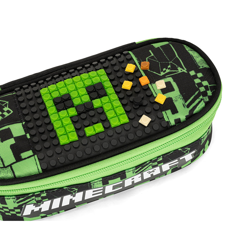 Ученически овален несесер Minecraft Pixels Green