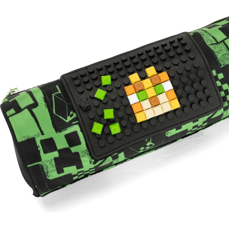 Ученически несесер цилиндър Minecraft Pixels Green