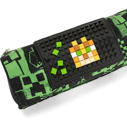 Ученически несесер цилиндър Minecraft Pixels Green