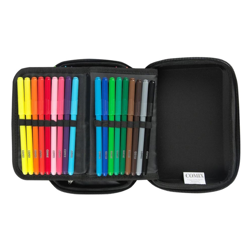 Ученически несесер със съдържание COMIX RAINBOW LIGHT BLUE 2024