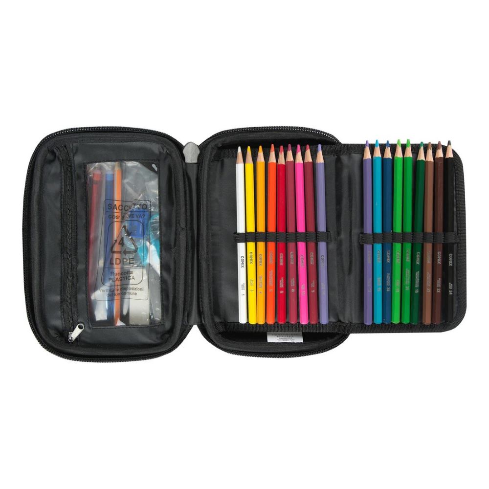 Ученически несесер със съдържание COMIX RAINBOW PINK 2024