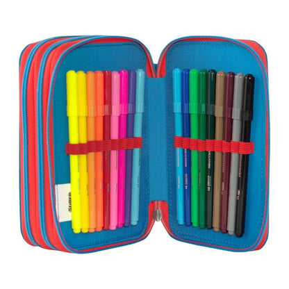 Ученически несесер Super Mario Red/Blue със съдържание и 3 отделения