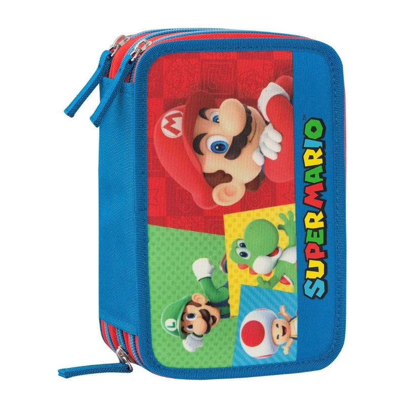 Ученически несесер Super Mario Red/Blue със съдържание и 3 отделения