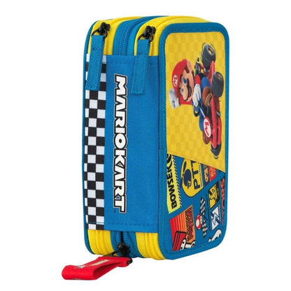 Ученически несесер Super Mario Mariokart Blue със съдържание и 3 отделения