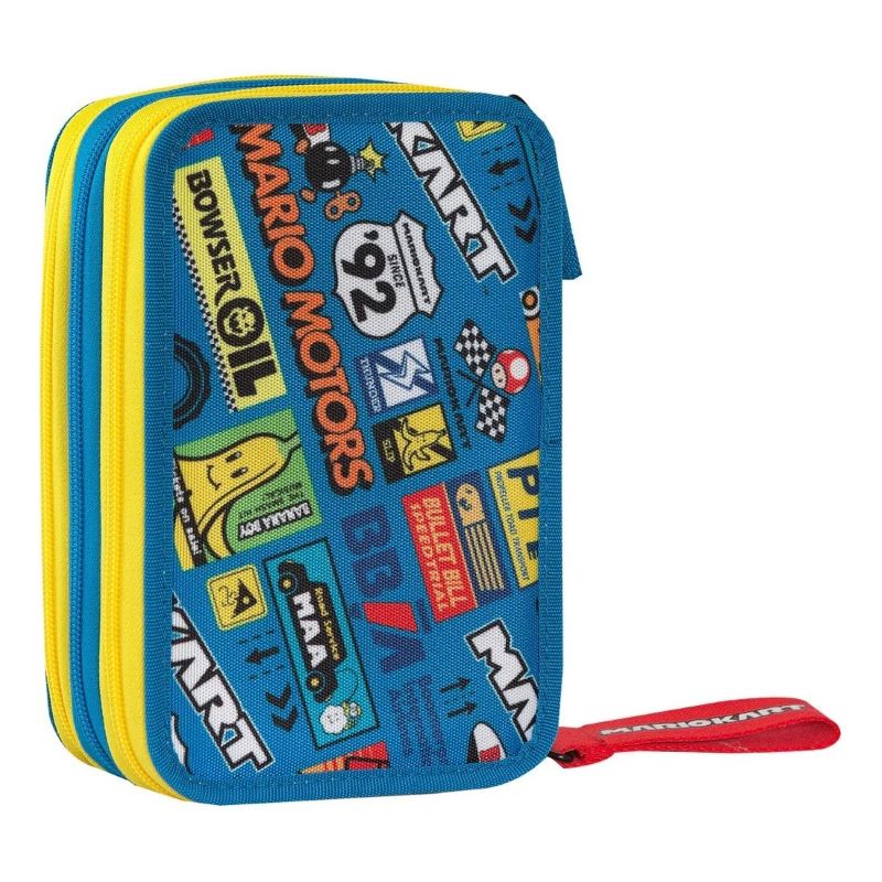 Ученически несесер Super Mario Mariokart Blue със съдържание и 3 отделения