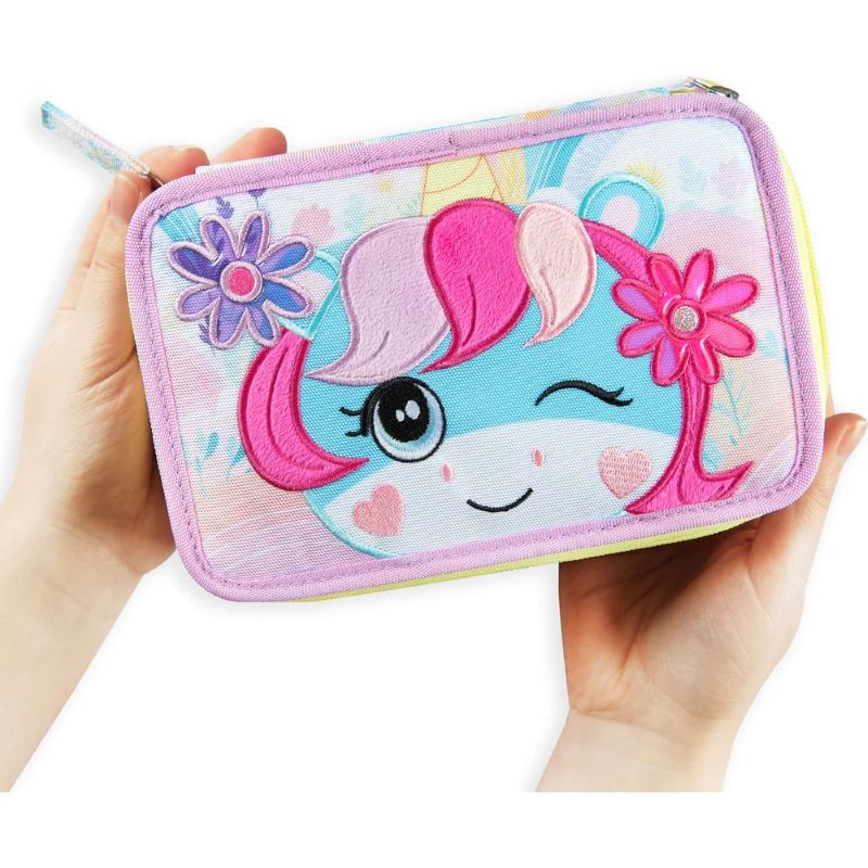 Ученически несесер UNICORNO MOFUMOFU със съдържание и 3 отделения