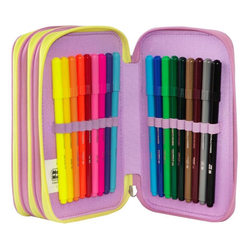 Ученически несесер UNICORNO MOFUMOFU със съдържание и 3 отделения