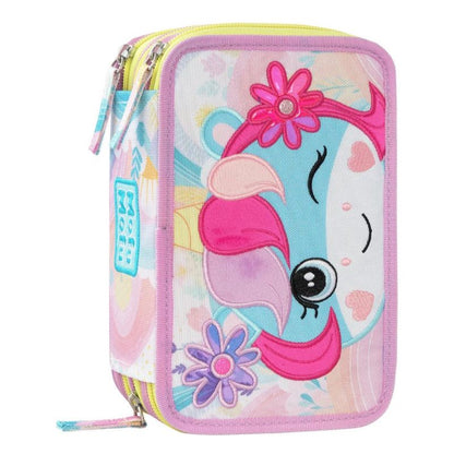 Ученически несесер UNICORNO MOFUMOFU със съдържание и 3 отделения