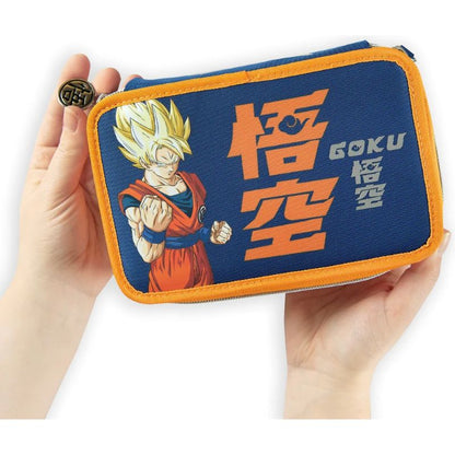 Ученически несесер DragonBall Goku Blue/Orange със съдържание и 3 отделения