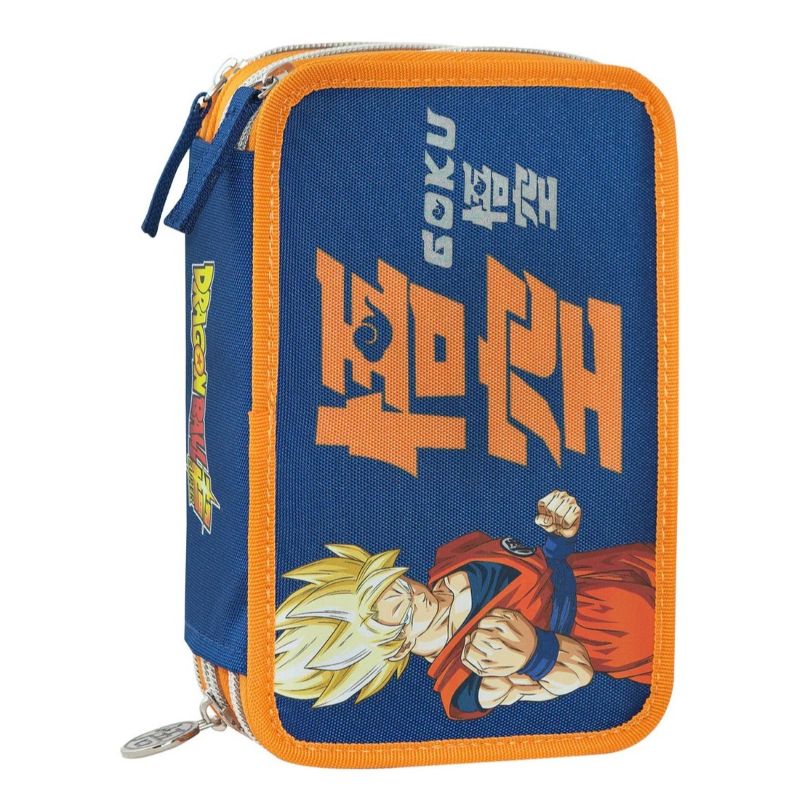 Ученически несесер DragonBall Goku Blue/Orange със съдържание и 3 отделения