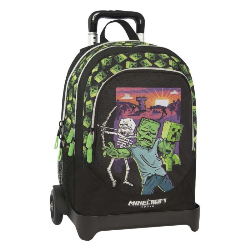 Ученическа раница на колела Minecraft Movie с подвижна стойка