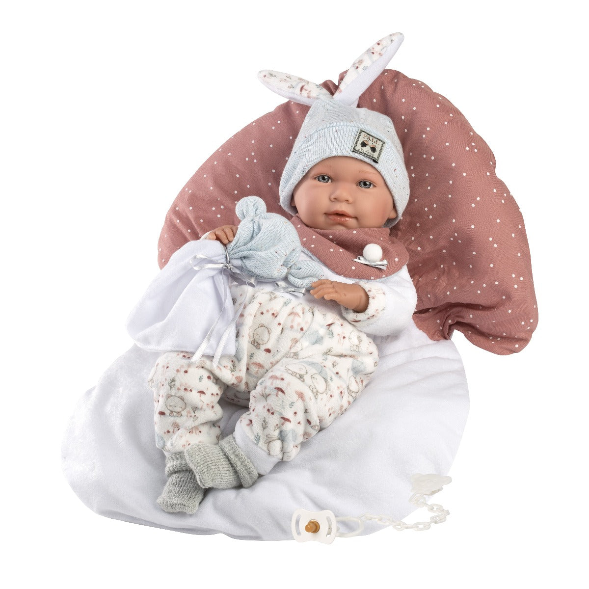 Кукла Llorens Mimi с възглавница-гъба, смееща се, 42 см