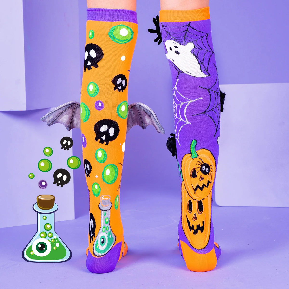 MADMIA Halloween – Детски чорапи с 3D паяци и прилепови крила