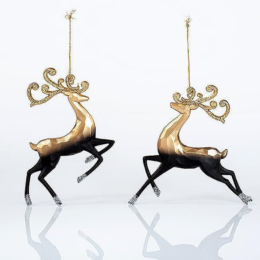 Коледен акрилен елен, златно-черен, 2 дизайна, 14,5x14cm