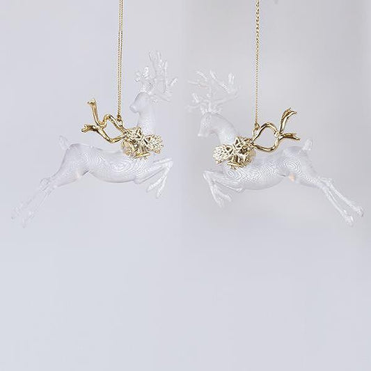 Eurolamp Акрилен елен със златна панделка, 16 cm