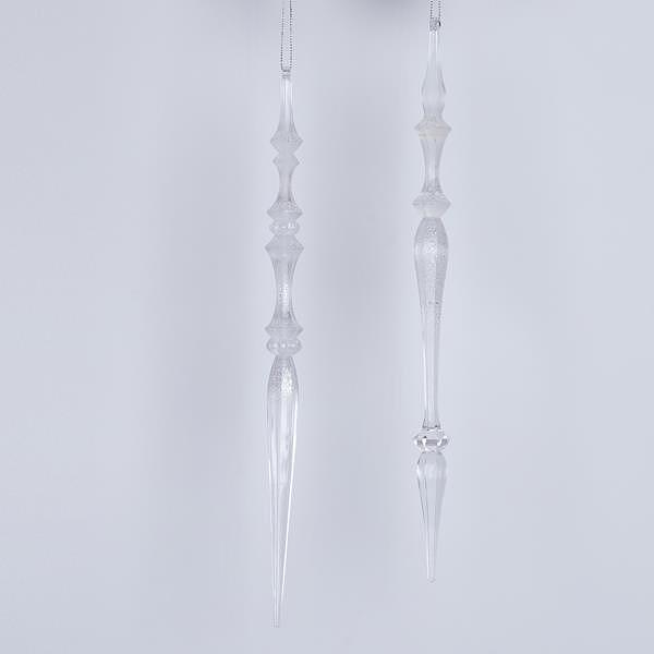 Коледен акрилен сталактит, замръзнал, прозрачен, 2 дизайна, 30,5см