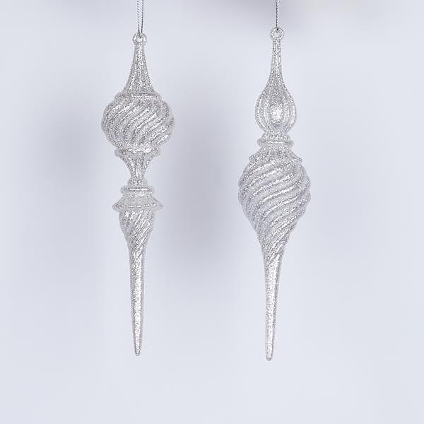 Eurolamp Акрилен сталактит, бял с блясък, 2 дизайна, 19 cm