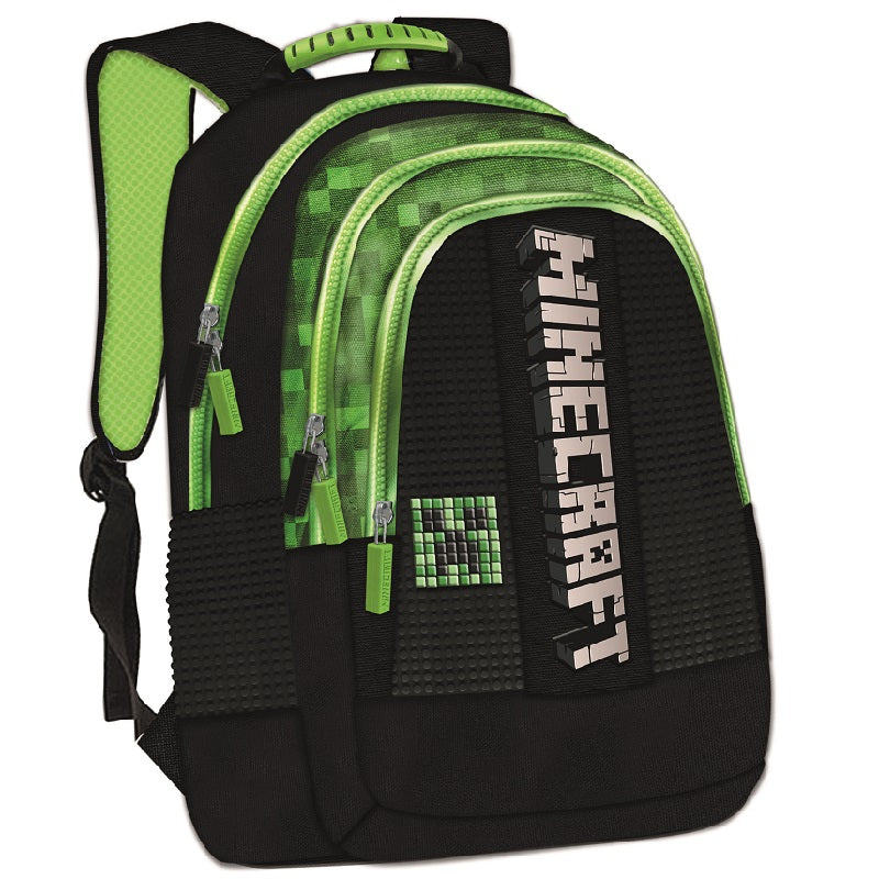 Комплект ученическа раница и несесер със съдържание Minecraft pixel