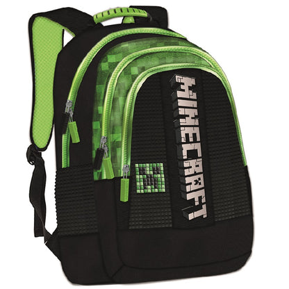 Комплект ученическа раница и несесер със съдържание Minecraft pixel