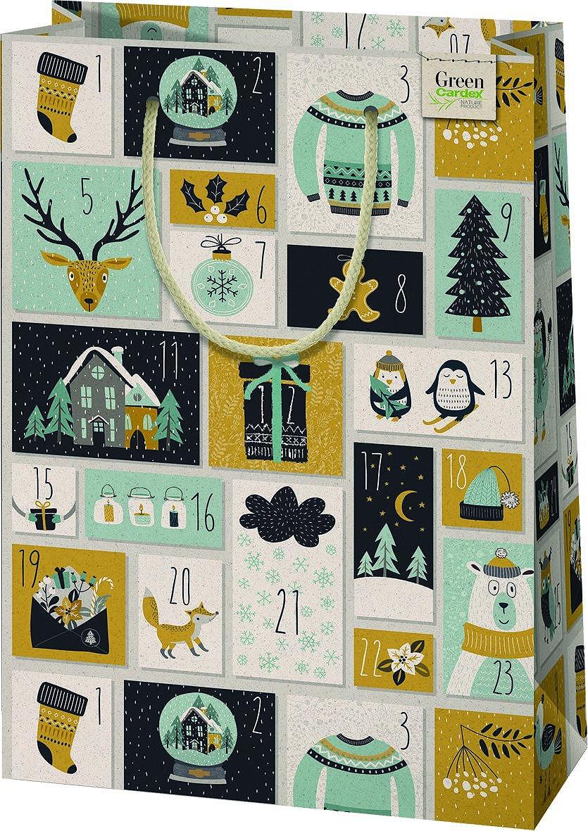 CARDEX Екологична подаръчна торбичка от трева Л 24х35 Коледен календар