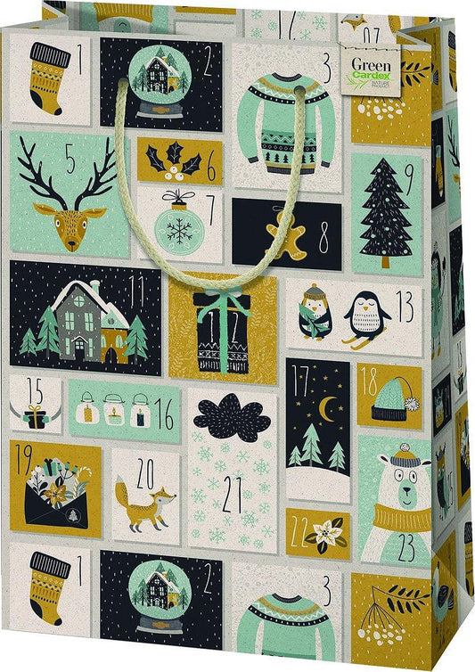 CARDEX Екологична подаръчна торбичка от трева Л 24х35 Коледен календар