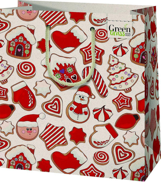 CARDEX Екологична подаръчна торбичка от трева М 20х23 Фигурки Коледа