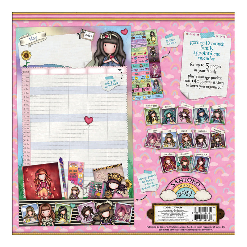 Семеен календар за 2024 г Santoro Gorjuss Be Kind to Each Other