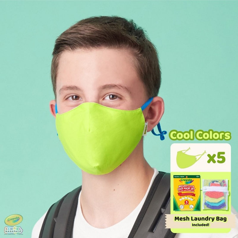 Crayola™ Adults Cool Colors, маски за лице за тийнейджъри, учители и възрастни, в сет, 5 броя
