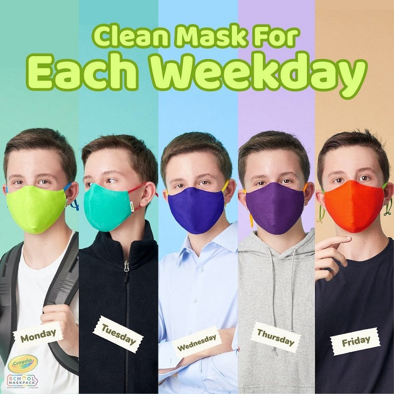 Crayola™ Adults Cool Colors, маски за лице за тийнейджъри, учители и възрастни, в сет, 5 броя