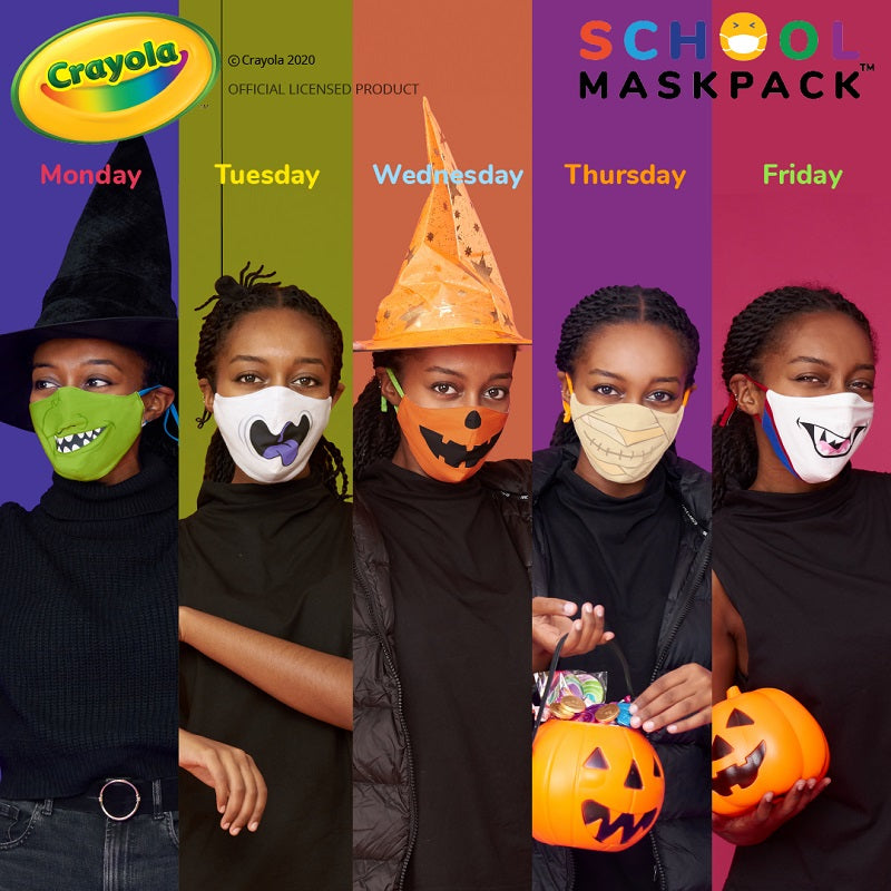 Crayola™ Adults Halloween, маски за лице за тийнейджъри, учители и възрастни, в сет, 5 броя