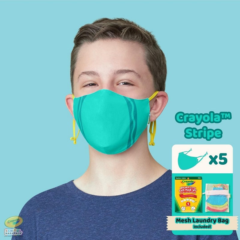 Crayola™ Adults Stripe, маски за лице за тийнейджъри, учители и възрастни, в сет, 5 броя